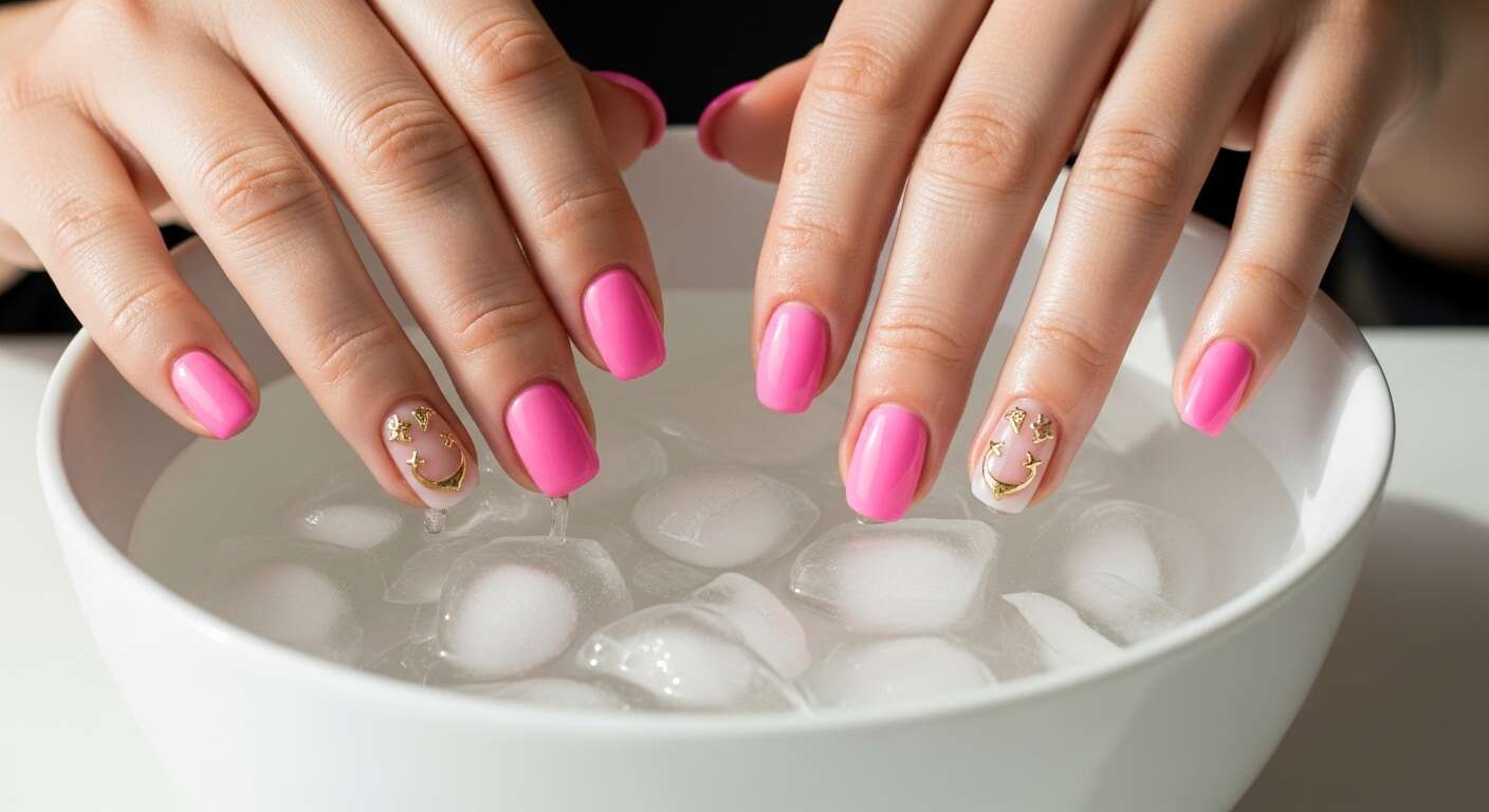 Secar un esmalte de uñas más rápido: sumerge tus dedos en un bol de agua helada durante 60 segundos justo después de aplicar